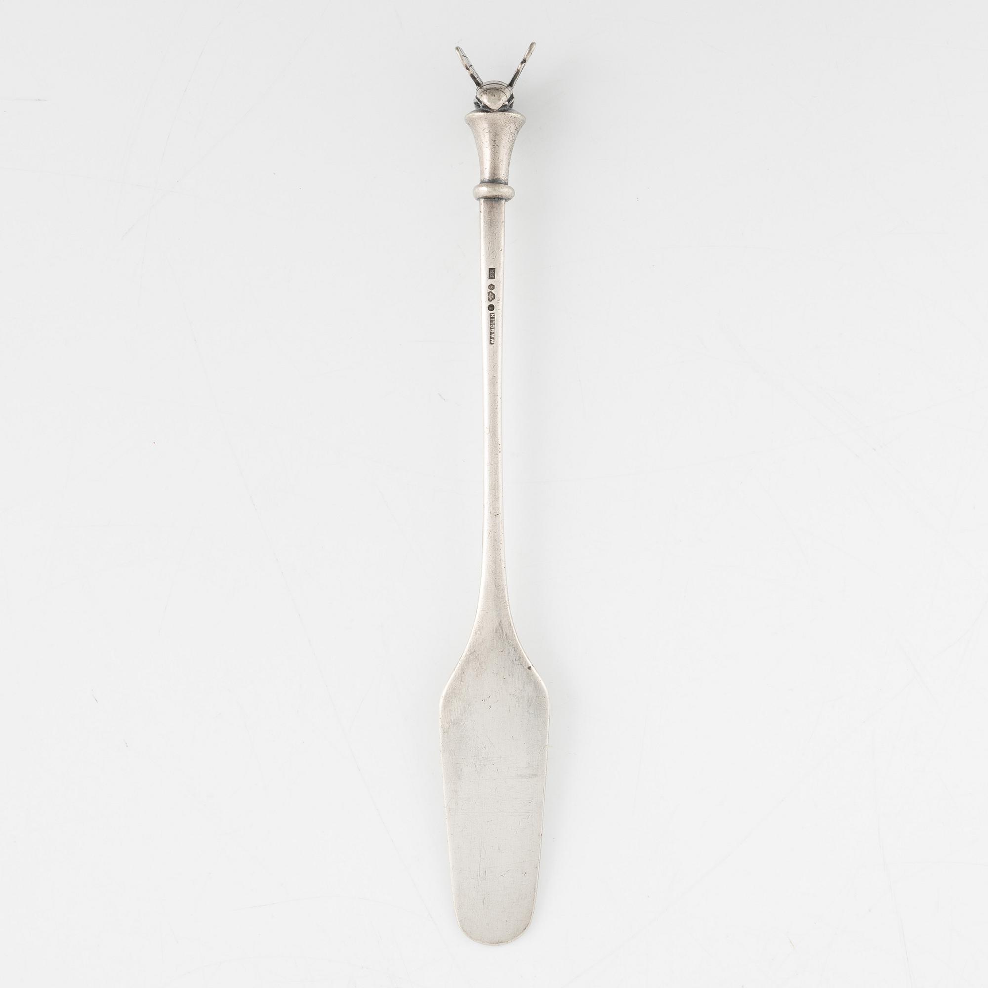 W.A Bolin, honungssked, silver, design Barbro Littmarck, Stockholm, 1965.