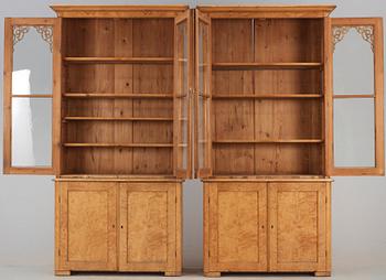 A pair of Swedish Empire mid 19th century bookcases.