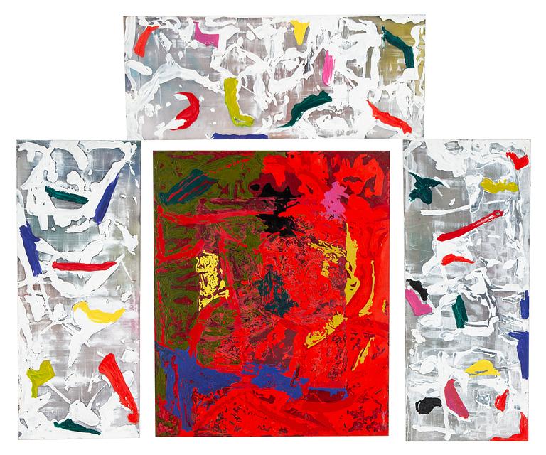 Johan Scott, oil on plexi, 4 parts, signed Johan Scott and dated -99 verso.