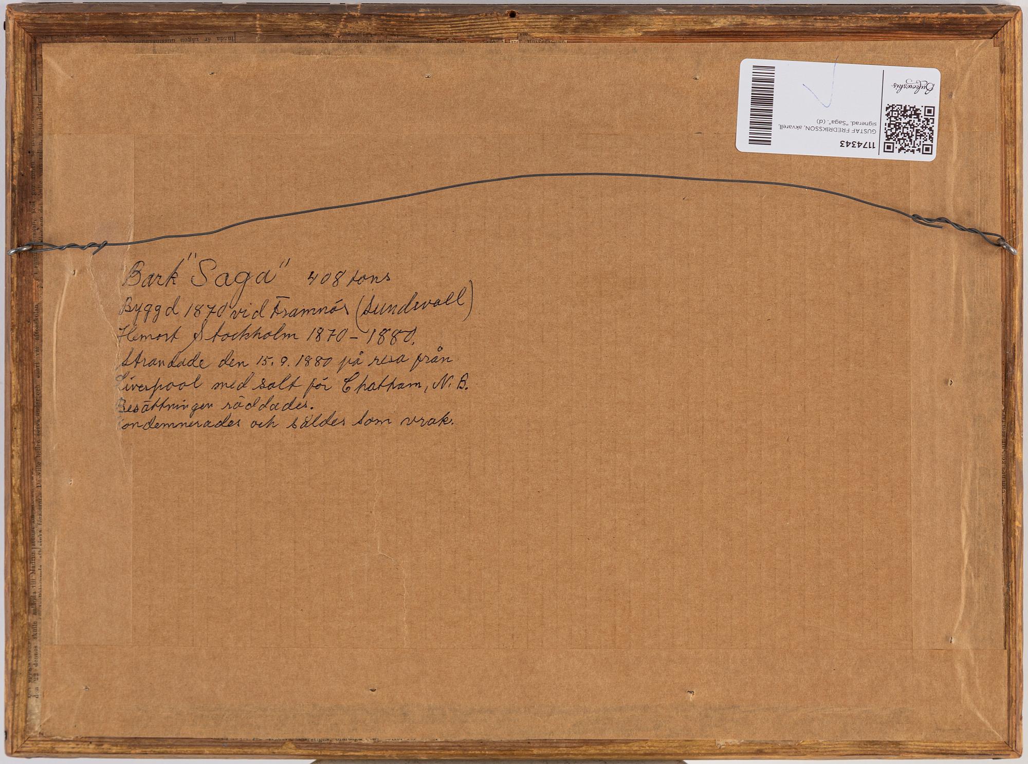 GUSTAF FREDRIKSSON, watercolour, signed.