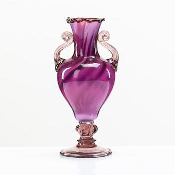 Simon Gate, & Knut Bergqvist, Heinrich Wollman, a purple graal glass vase, Orrefors Sweden 1917.