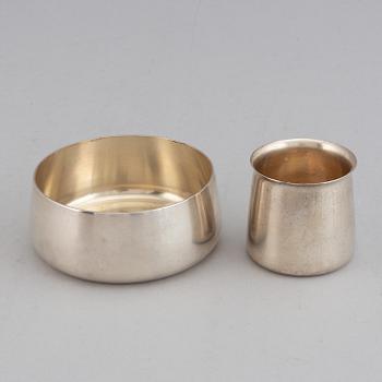 Henning Koppel, gräddkanna samt sockerskål, sterling silver, Georg Jensen, Danmark.