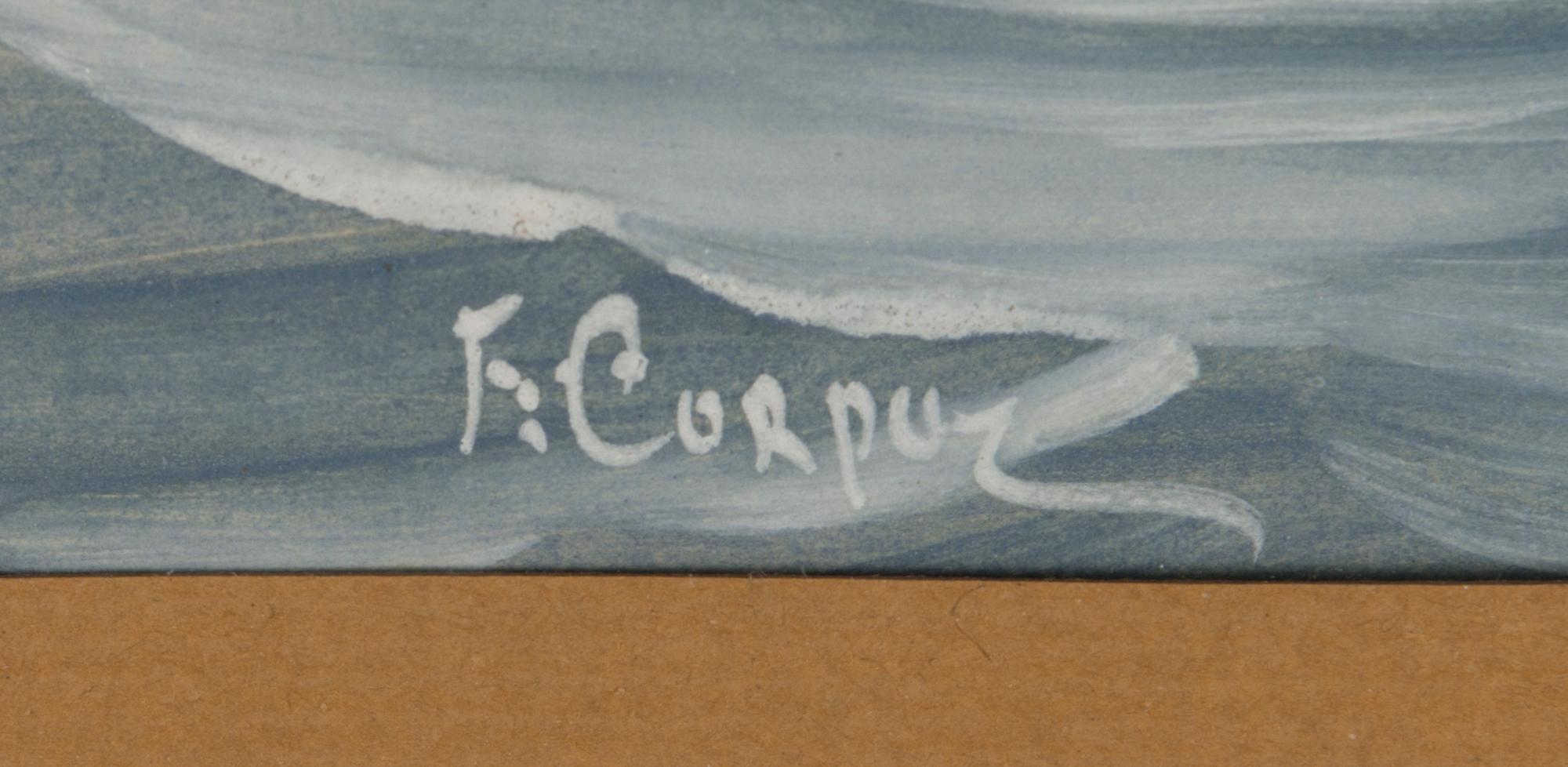 KAPTEENINTAULU, guassi, signeerattu F. Corpuz, 1900-luvun alku.