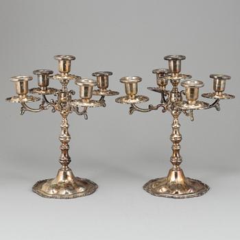 A pair of sterling candelabra, Marked Mexico. Rococo style.