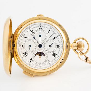 Pocket watch, repeater, calendar, chronograph, hunter, 59 mm.