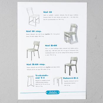 Six 'Chair 10', mid-20th century. Grythyttan's steel furniture. First half of the 20th century.