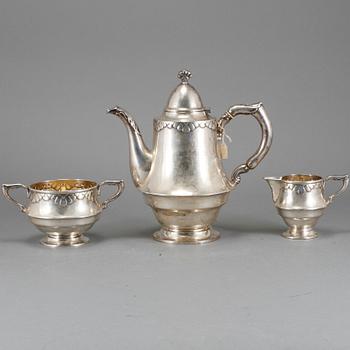 KAFFESERVIS, 3 delar, silver, Christian F Heise, Köpenhamn, 1923, vikt 763 g.