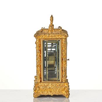 A Traveller's rococo style clock by Anton Liszt Vienna (1828-1868).
