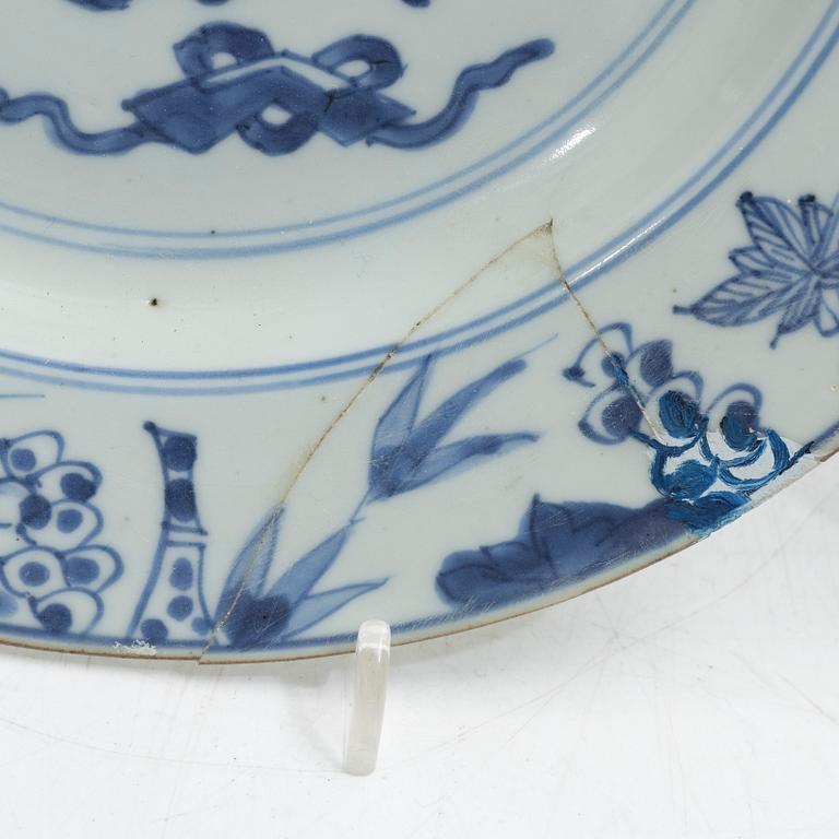 Eleven blue and white porcelain plates, China, Qing dynasty 18th century.