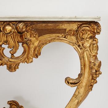 A pair of Rococo console tables, presumably Germany, 18th century.