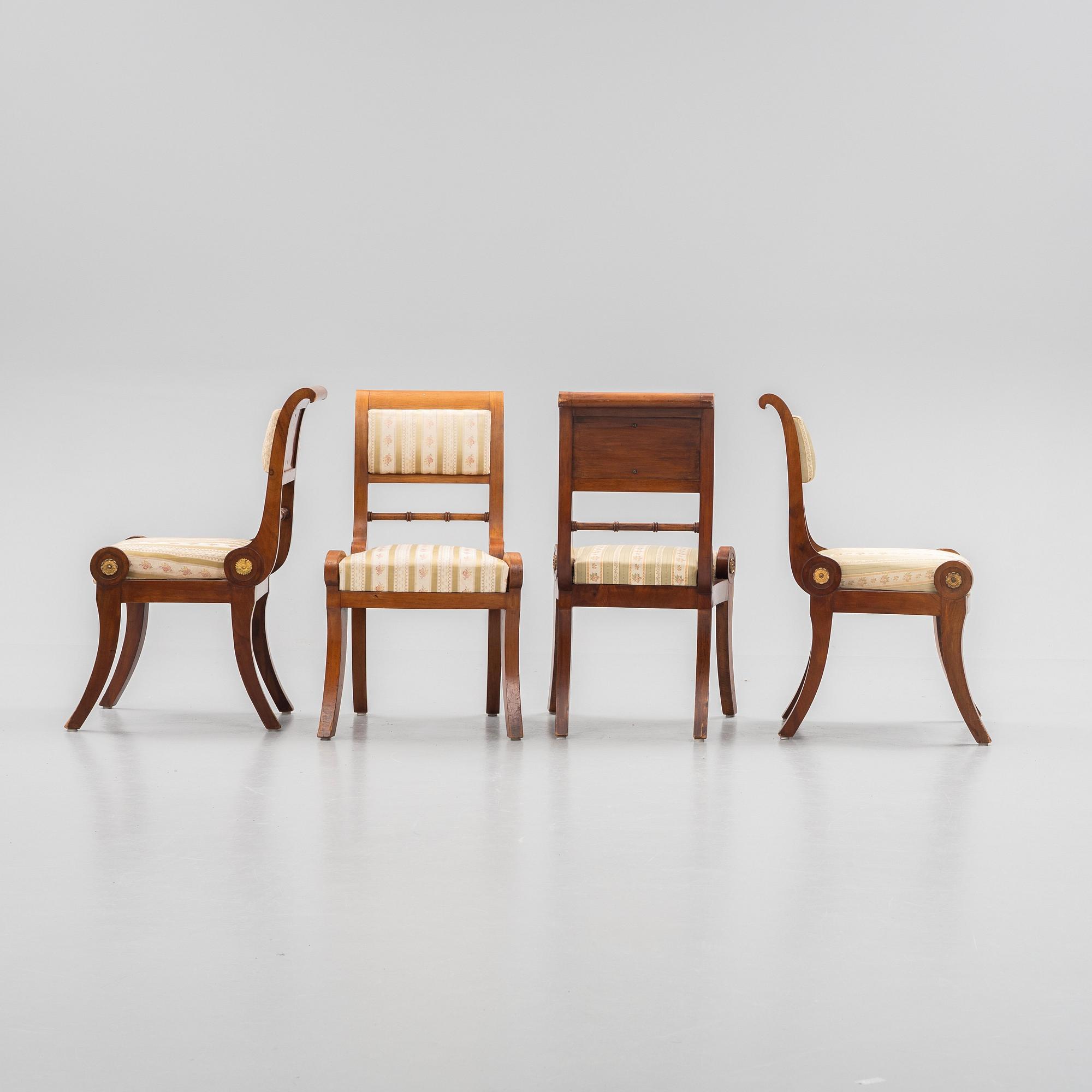 A set of four Swedish Empire chairs, attributed C F Sundvall.