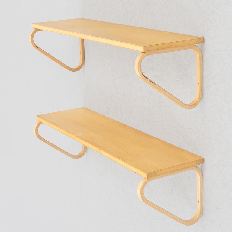 Alvar Aalto, a pair wall shelves, model 112B, Artek, Finland, late 20th century.