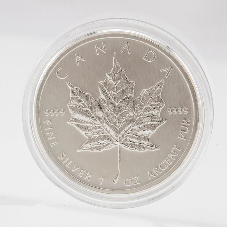 10 st 1 oz mynt 999 silver.