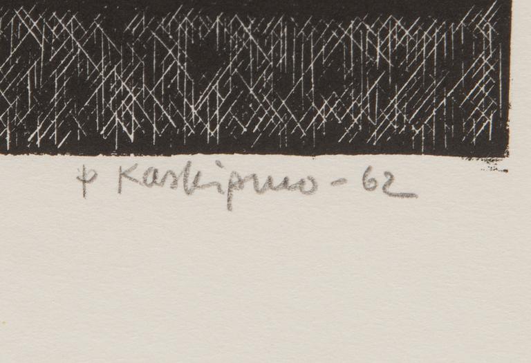PENTTI KASKIPURO, puukaiverrus, signeerattu ja päivätty -62, numeroimaton.