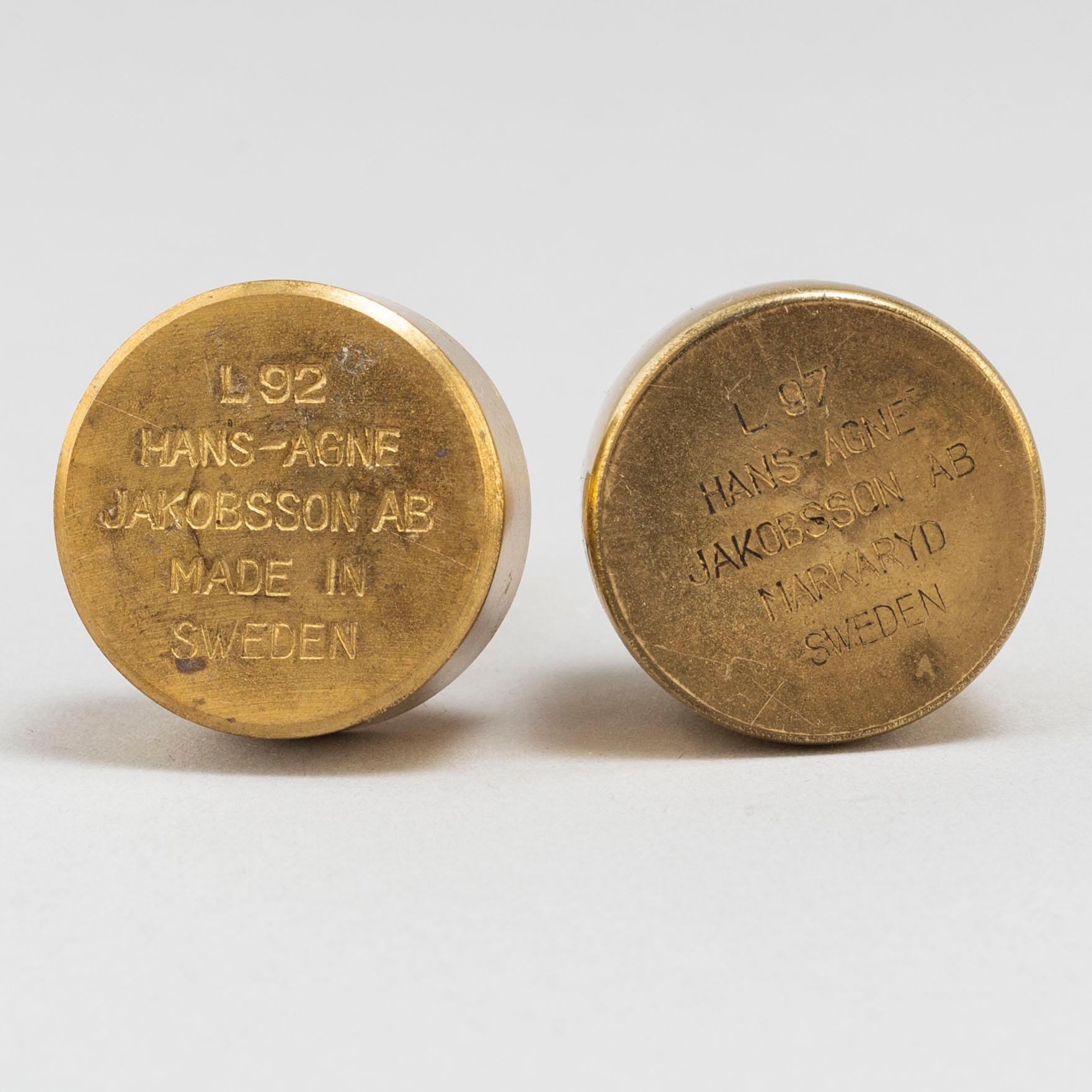 HANS-AGNE JAKOBSSON, 15 small brass candlesticks, Markaryd.