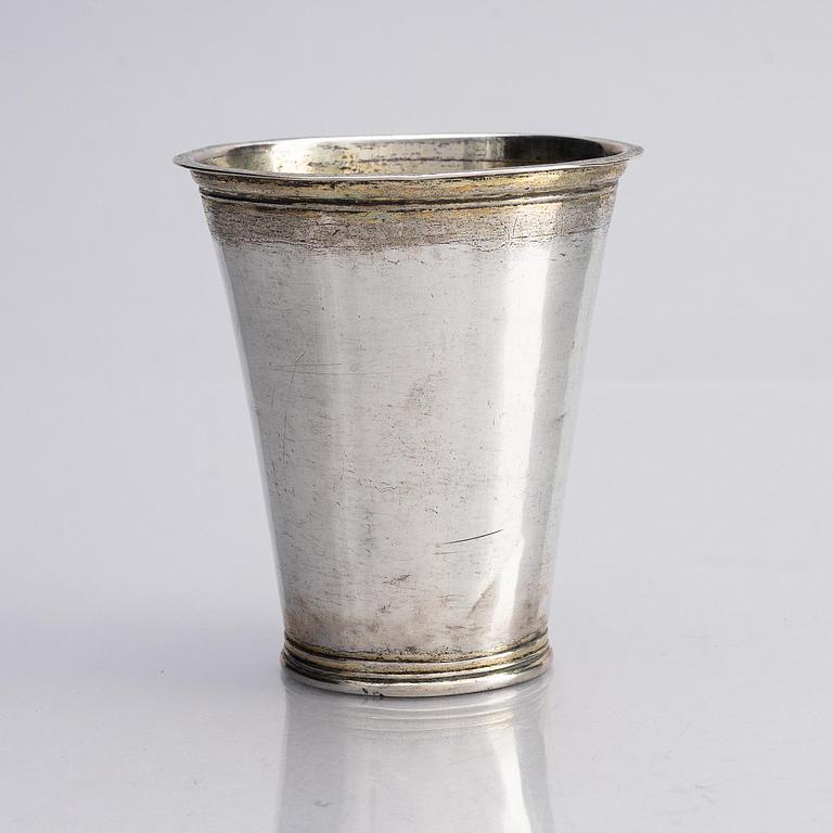 A Swedish early 18th century parcel-gilt silver beaker, mark of Salomon Feiff, Stockholm 1704.
