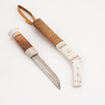 A rein deer horn knife by Anders Fankki, before 1965, signed.