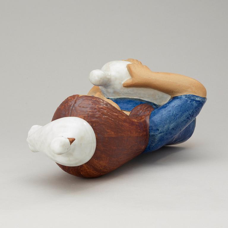 A Lisa Larson Larson stoneware sculpture of a girl with doves, Gustavsberg.