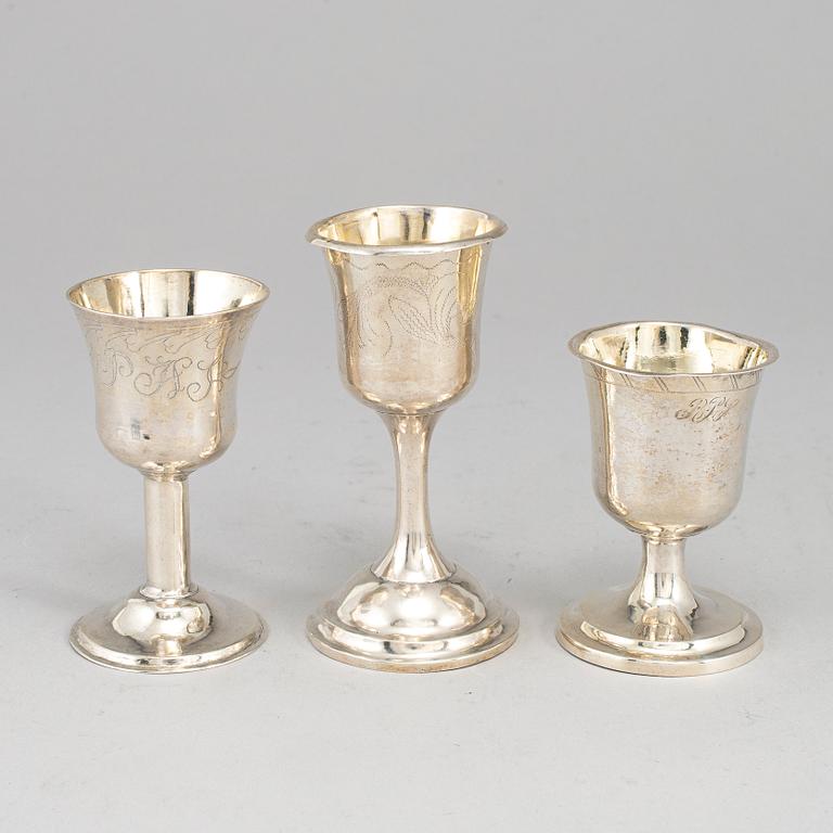 Three Swedish 18th/19th century silver cups, mark of.