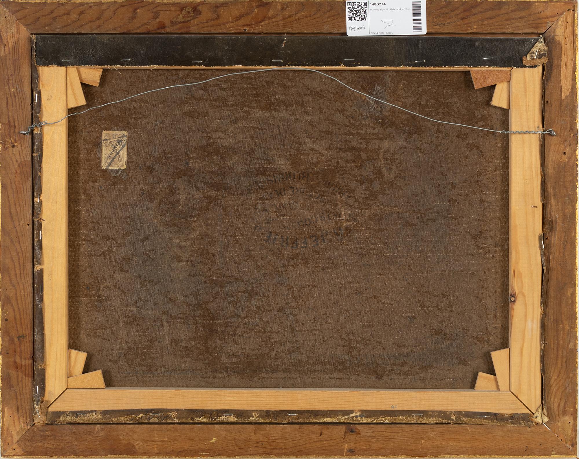 Engelsk skola, olja på duk, signerad Poncy och daterad 1876.