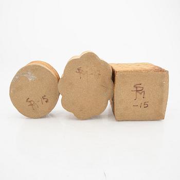 Signe Persson-Melin, a set fo three stonewasre boels signed and dated 15 (17?).