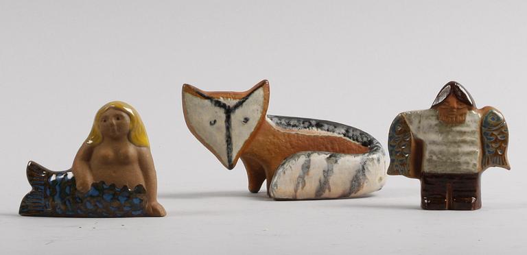 FIGURINER, 3 delar, stengods, Lisa Larson, Gustavsberg.