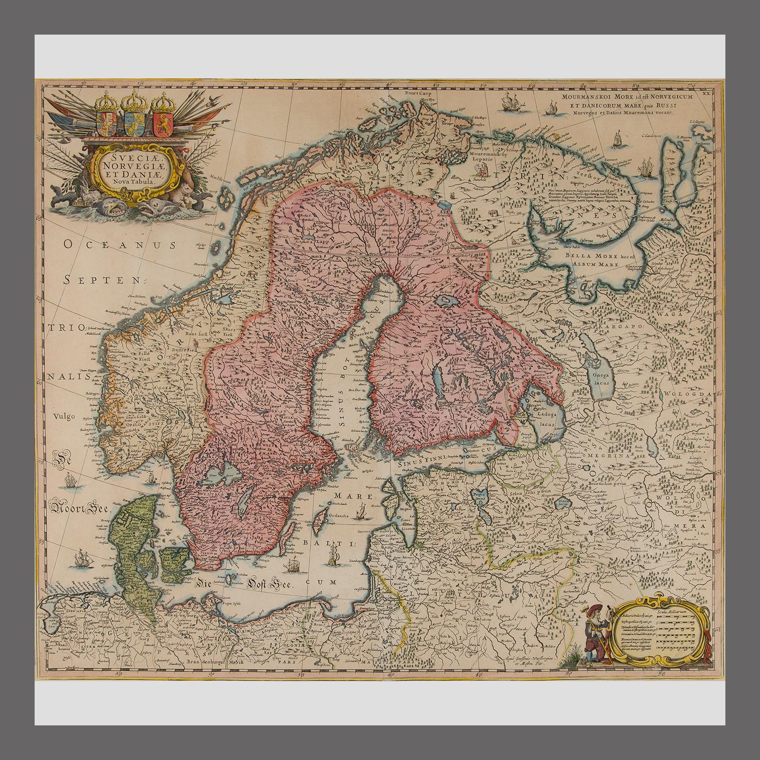 KARTA, Sveciae, Norvegiae et Daniae, Janssonius 1666.