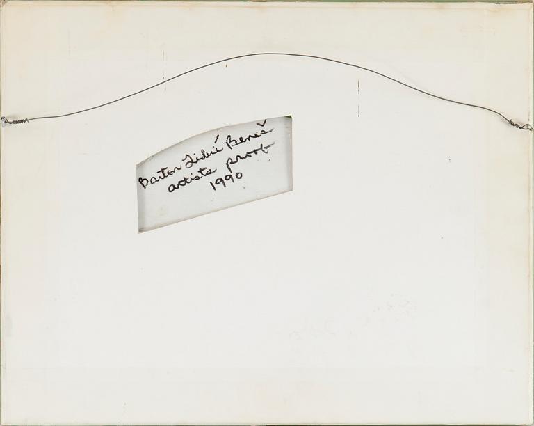 BARTON LIDICE BENES, collage/assemblage/mixed media in a box, signed Barton Lidice Benes & dated 1990 on verso.