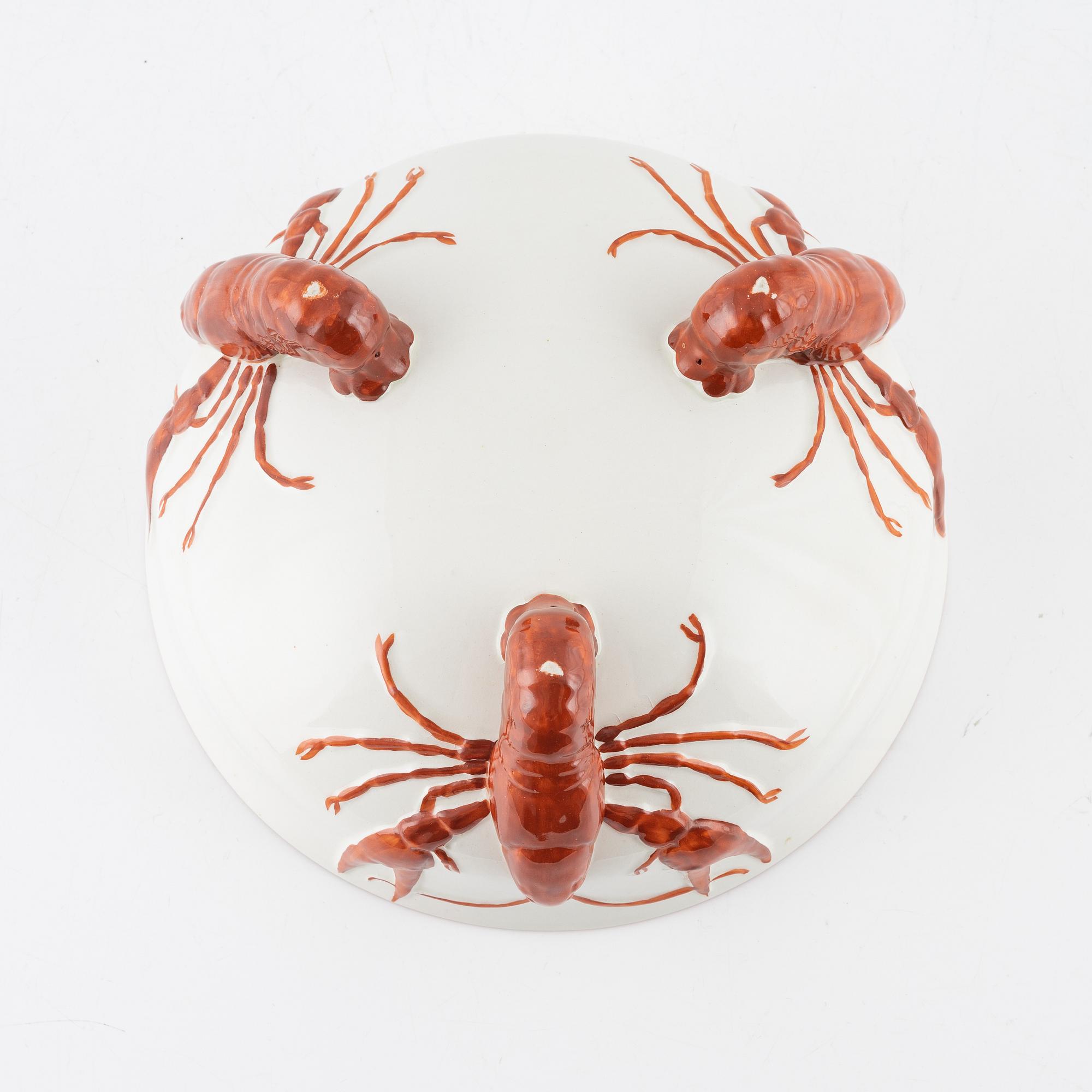 Kräftskål, porslin, 1900-tal, troligen Rörstrand.