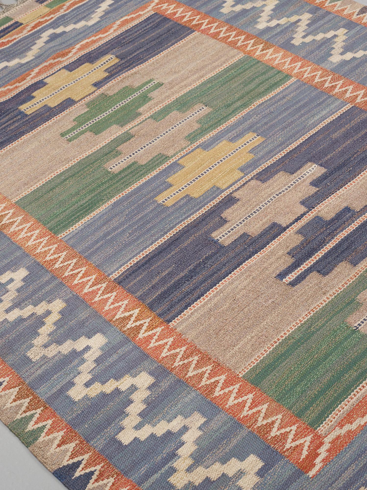 Märta Måås-Fjetterström, MATTA, "Blå taggen", rölakan, ca 249,5 x 177,5 cm, signerad AB MMF.