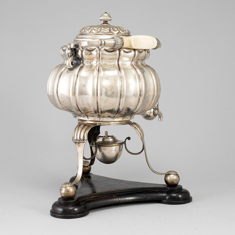 A Biedermeier silver samovar, makers mark AE, possibly Austria-Hungary 1820's.