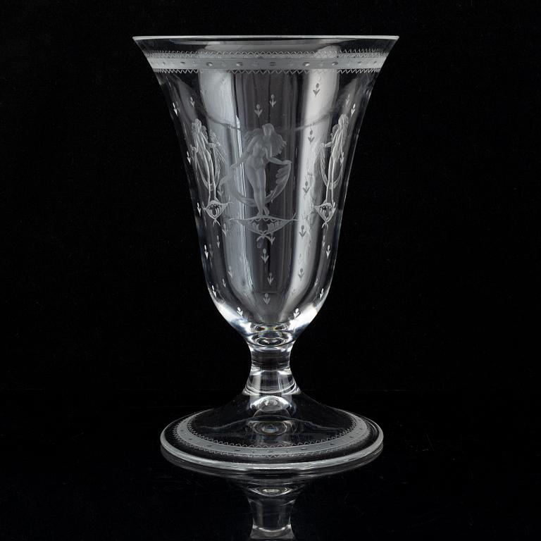 Simon Gate, glass goblet, signed and dated 1929.