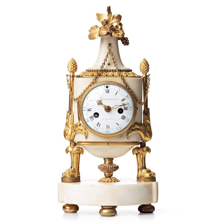 A Louis XVI late 18th Century mantel clock, by Pierre Michel Barancourt (active in Paris 1779-89).