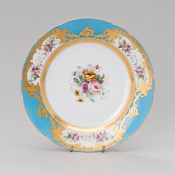 A RUSSIAN PLATE FROM THE IMPERIAL PORCELAIN FACTORY, time of Alexander II, 1855-81.