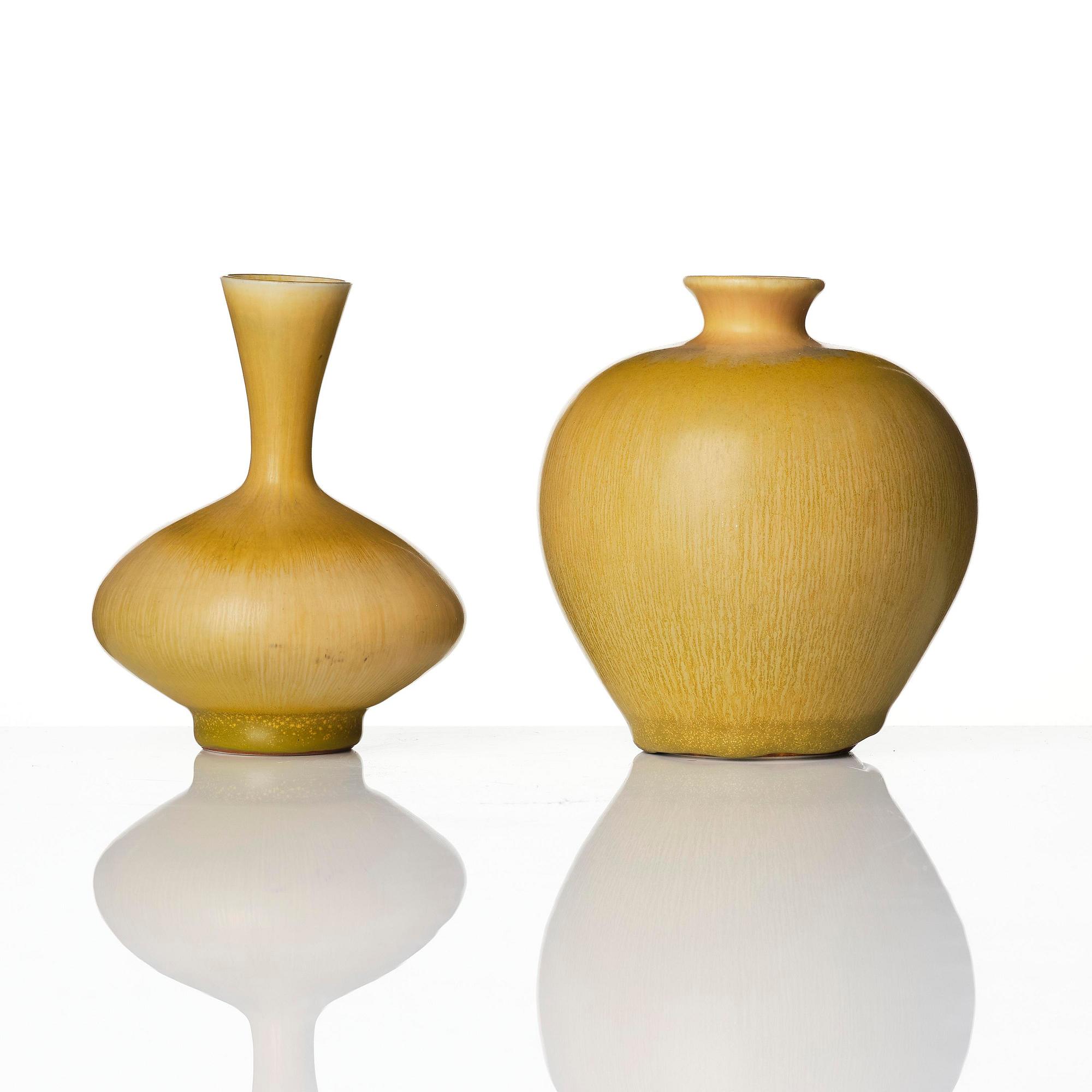 Berndt Friberg, a set of four stoneware vases and two bowls, Gustavsberg Studio 1962-74.