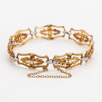 Armband, 18K guld och diamanter ca 0.56 ct totalt. Storbritannien.