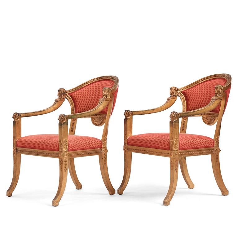 A pair of Swedish chairs in N C Salton's manner,  19th century.