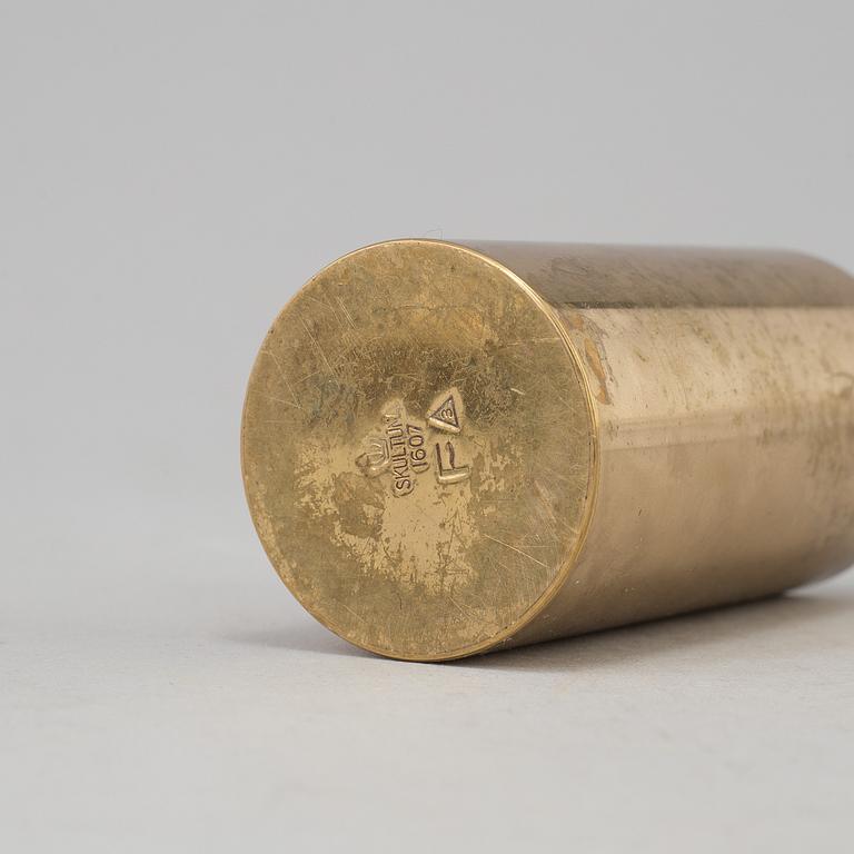 a brass vase by Pierre Forsell for Skultuna.
