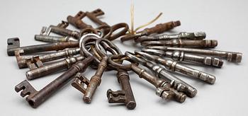 PARTI NYCKLAR, 18 st, järn, 1700/1800-tal.