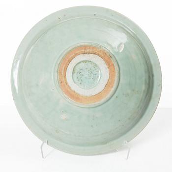 A Chinese celadon dish, Ming dynasty (1368-1644).