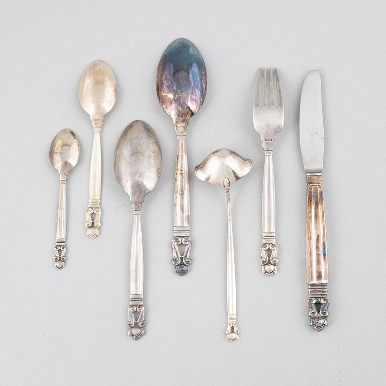 Johan Rohde, bestickuppsättning, 47 delar, sterlingsilver, "Konge", Georg Jensen, Danmark,.