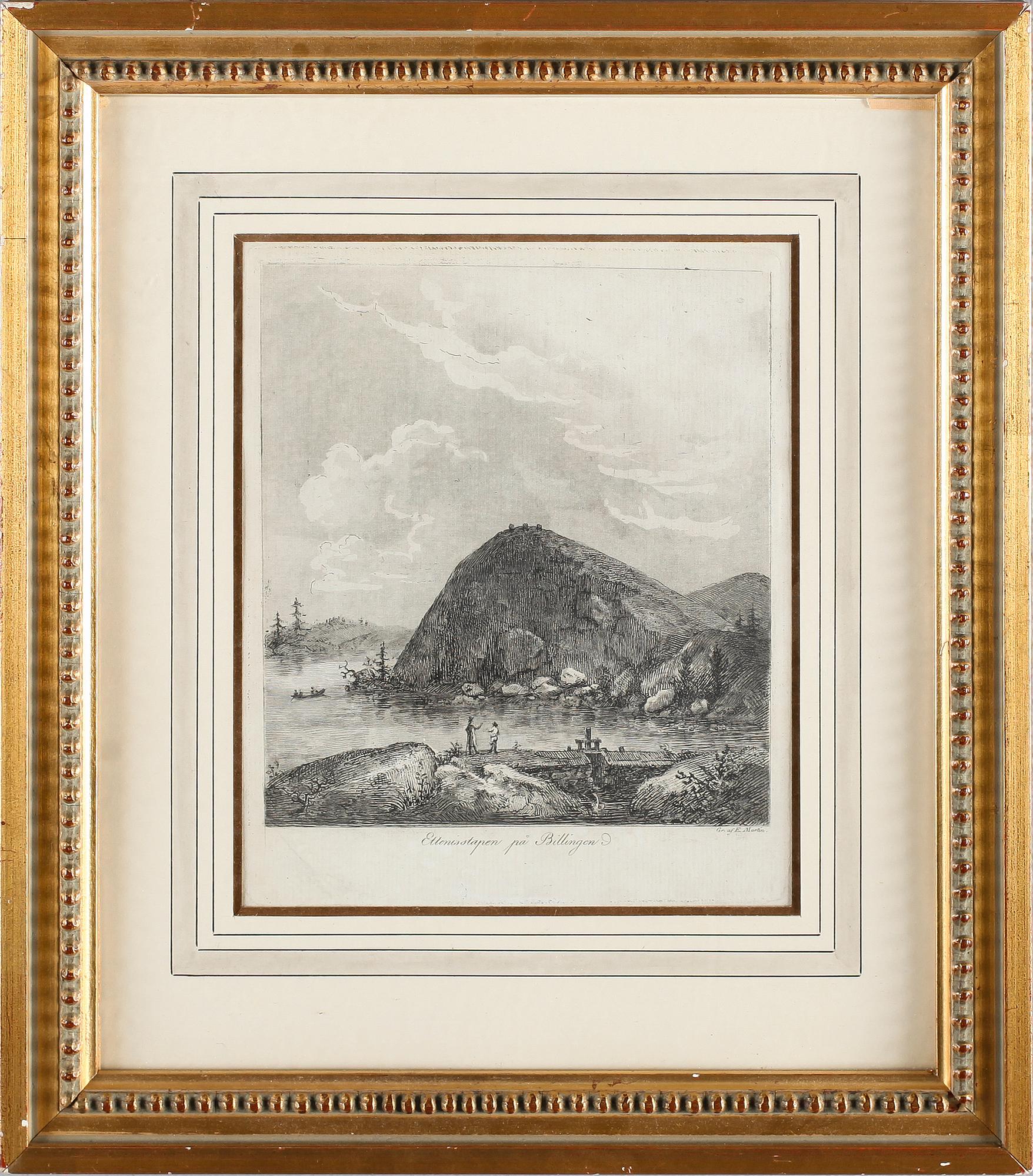 ELIAS MARTIN, efter, gravyr, 1800-tal samt TECKNING, otydligt signerad, 1800-tal.