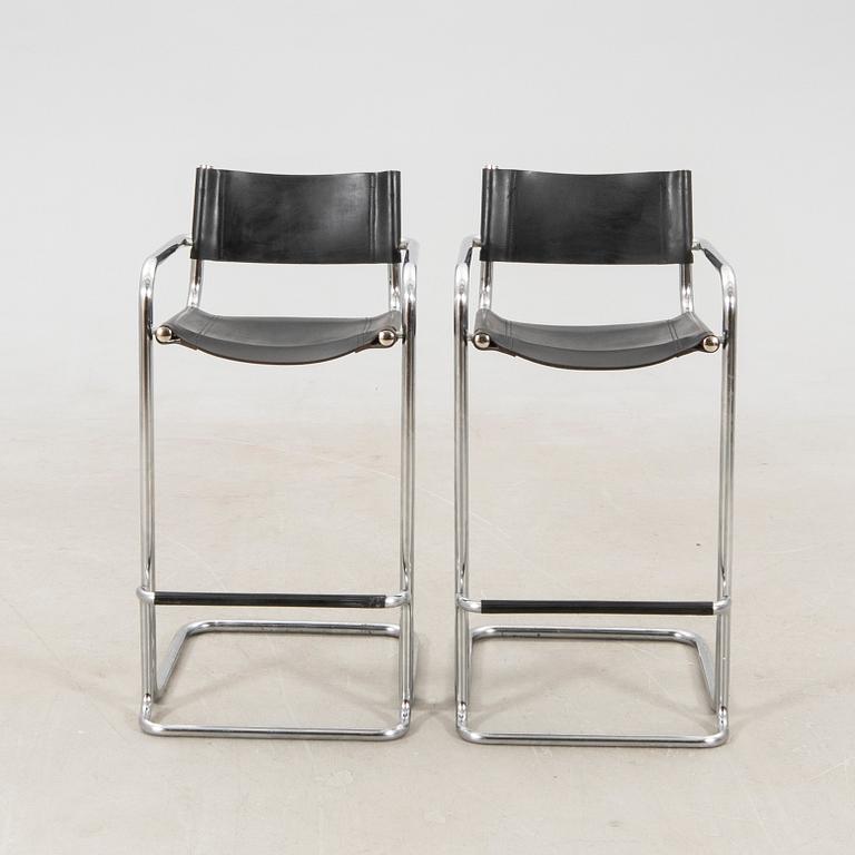 Bar stools, a pair from the late 20th century.