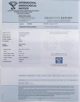 SORMUS, briljanttihiottu timantti 0.92 ct. G/vs2 + 36 briljanttihiontaisia timantteja 0.36 ct. IGI sertifikaatti.