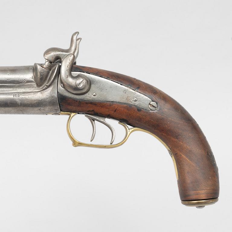 Slaglåspistol, dubbelpipig, 1800-talets andra hälft.