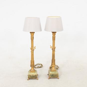 Table lamps, a pair, probably France, first half of the 20th century.