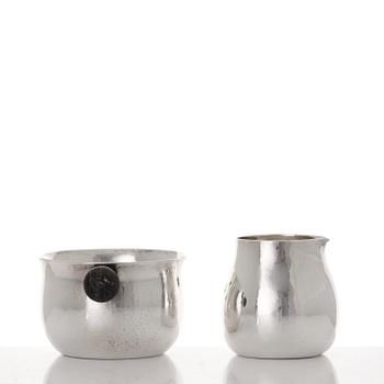 Georg Jensen, a set of three pieces of sterling coffee service, Copenhagen 1925-44 (the sugar bowl 1925-33), design nr 80 A and B.