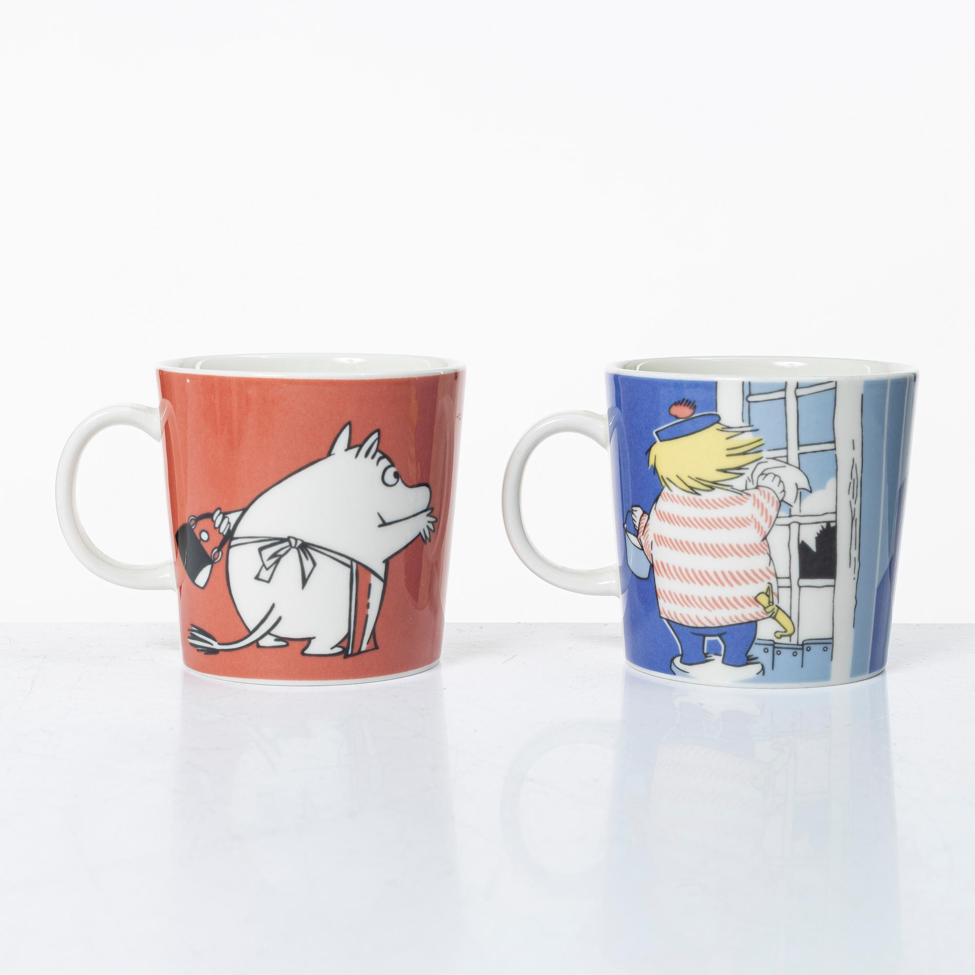 Arabia, 29 Moomin mugs, Finland.