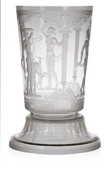 729. EDVIN OLLERS, bägare på fot, två delar, Elme glasbruk 1933.
