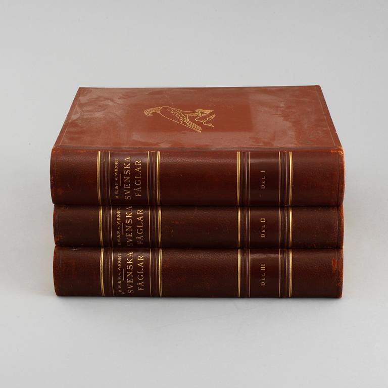 BÖCKER, 3 volymer, "Svenska Fåglar", M. W. & F. von Wright, Förlaget Svenska Fåglar, Stockholm, 1927-29,